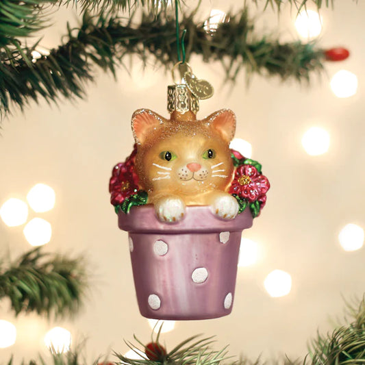 Kitten In Flower Pot Ornament