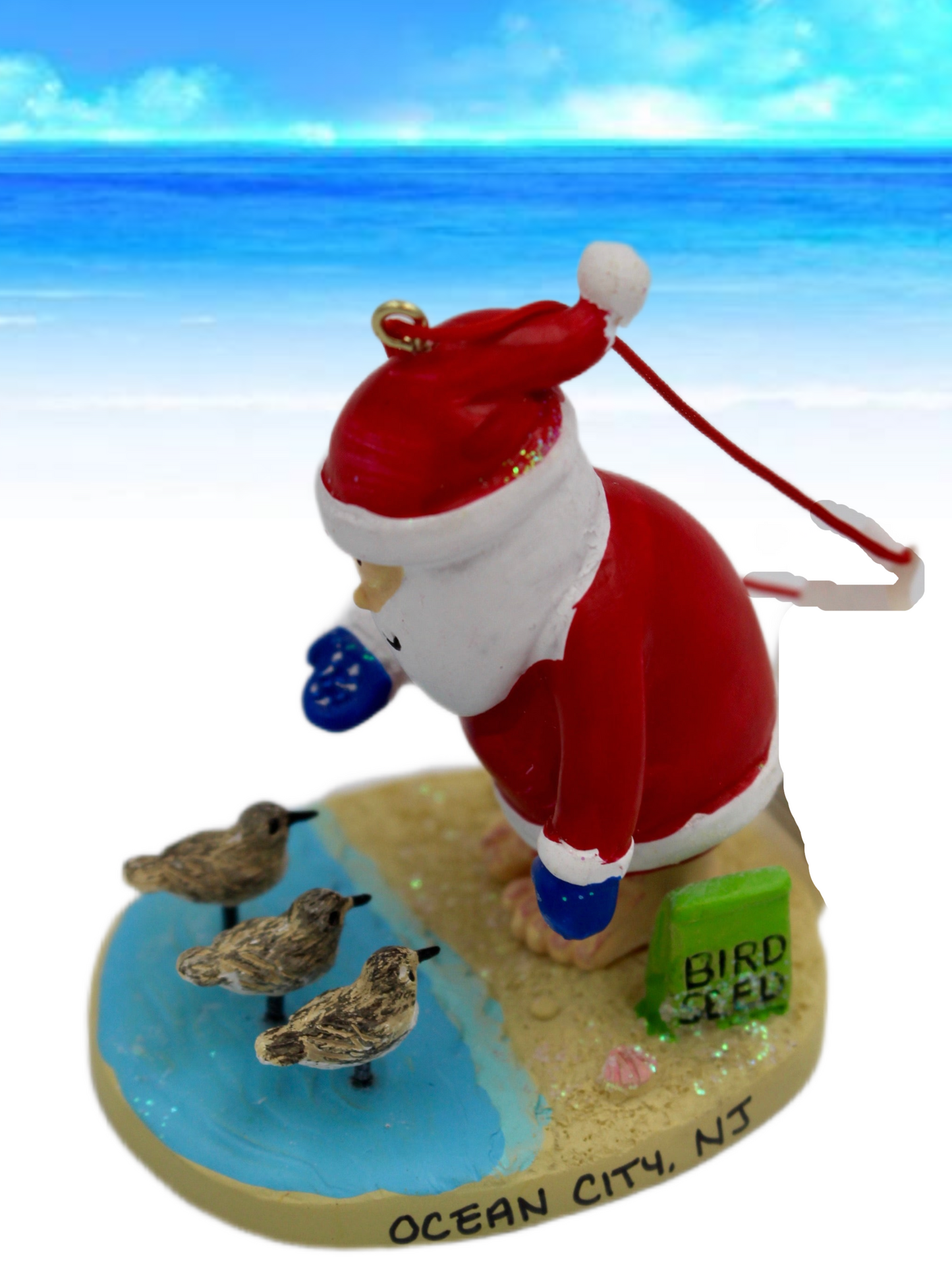 Santa W/ Sand Pipers Ornament