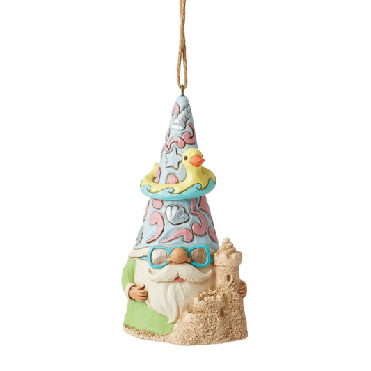 Coastal Gnome With Sandcastle Ornament