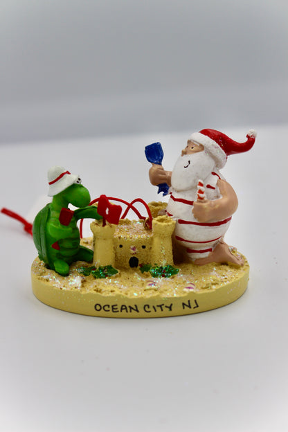 Turtle Santa Sandcastle Ornament