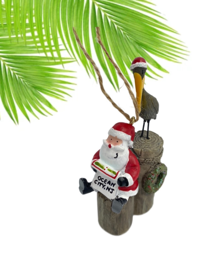 Santa with Pelican Ornament