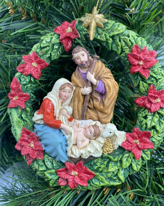 Nativity Wreath w/ Gold Star Ornament