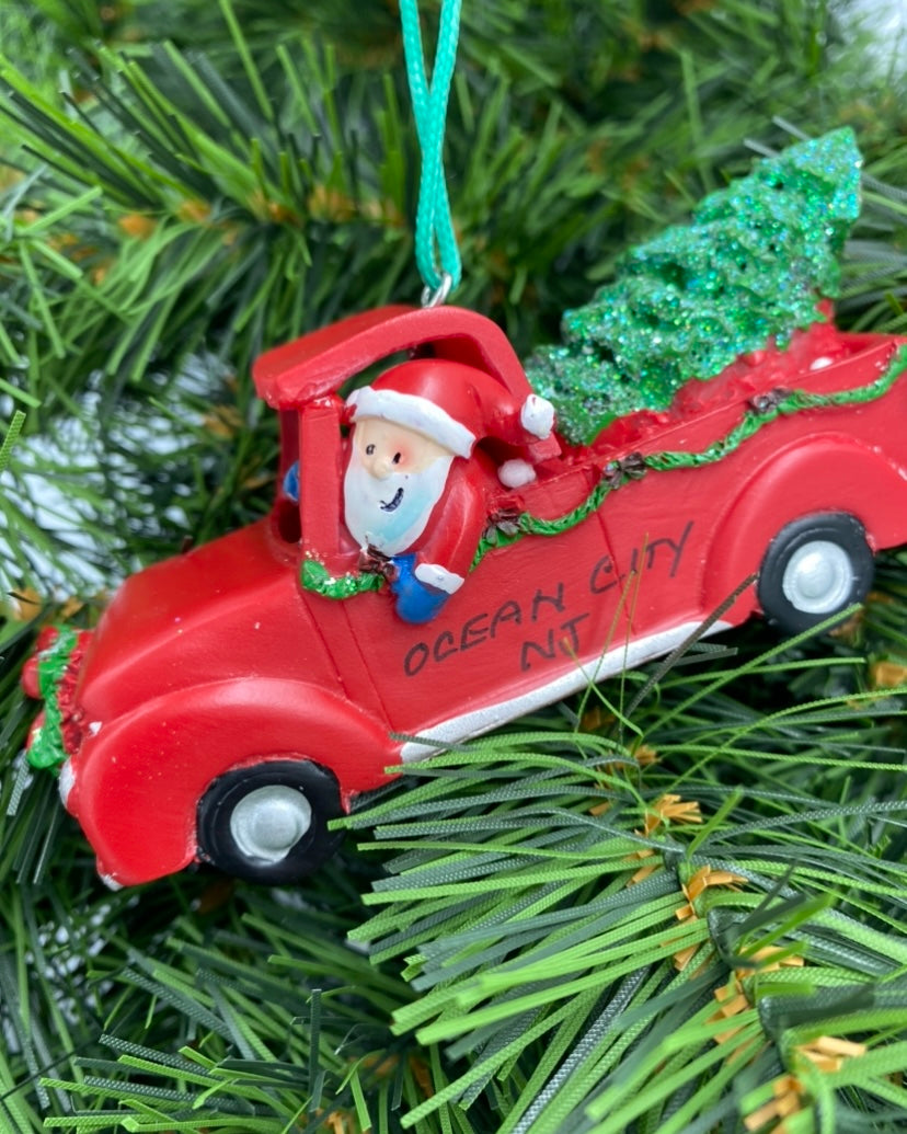 Santa in Red Pickup Truck – Mia's Christmas Gallery