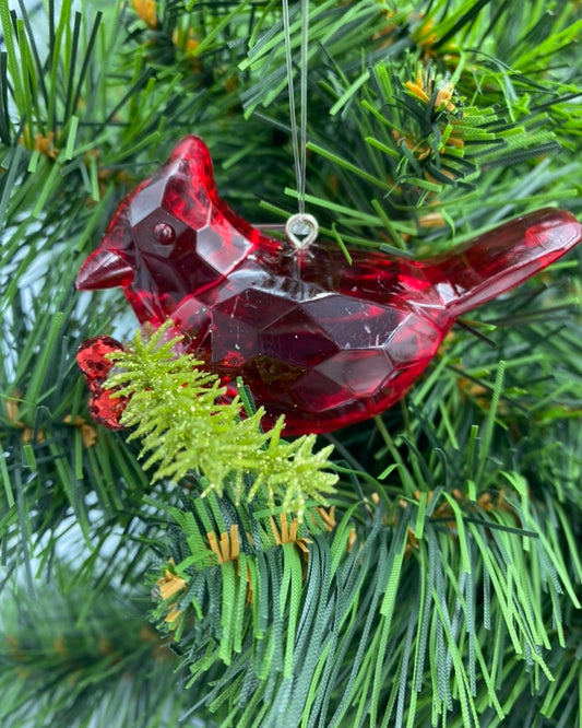 Berry Sprig Teeny Cardinal Ornament