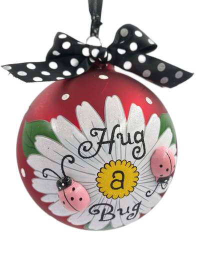 Red Glass Ladybug Ball Ornament