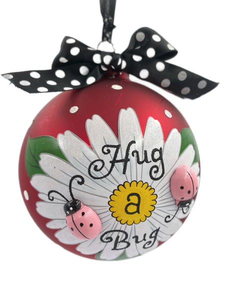 Red Glass Ladybug Ball Ornament