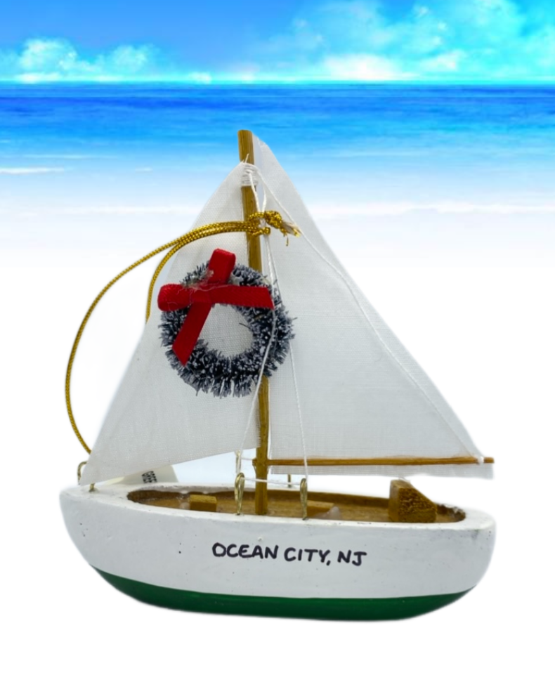 Green Bottom Wood Sail Boat