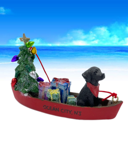 Dog in Canoe w/ Lights ornament