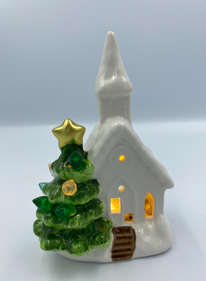 Church W/ Tree Ceramic