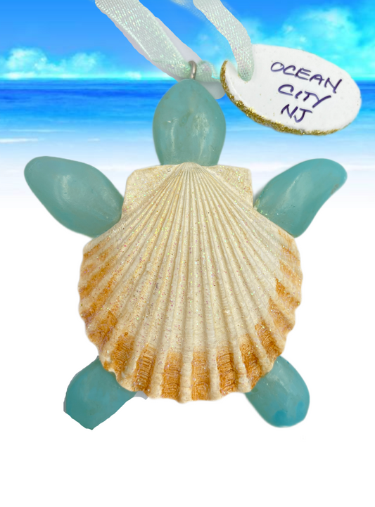 Shell/Sea Glass Turtle ornament