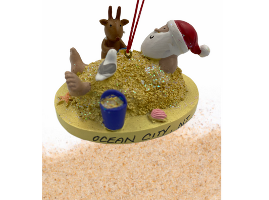Santa in Sand w/ Reindeer ornament