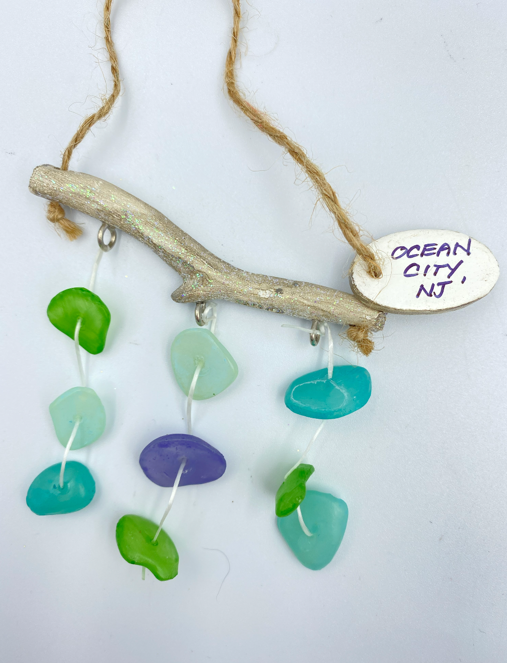 Driftwood Branch Sea Glass ornament