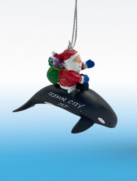 Orca W/ Santa ornament