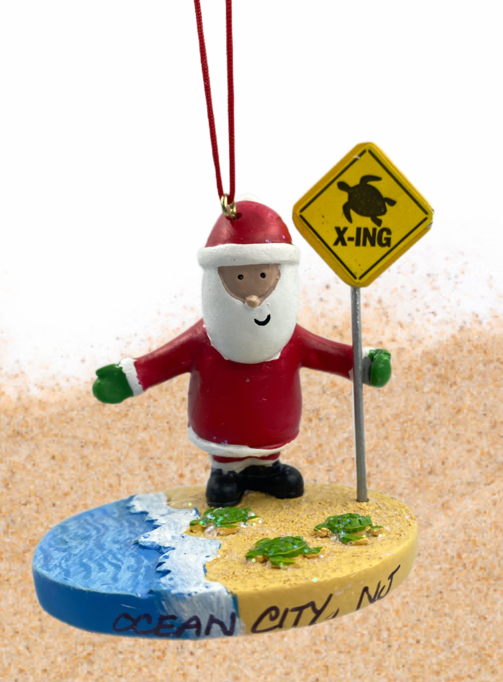 Turtle Crossing Santa Ornament