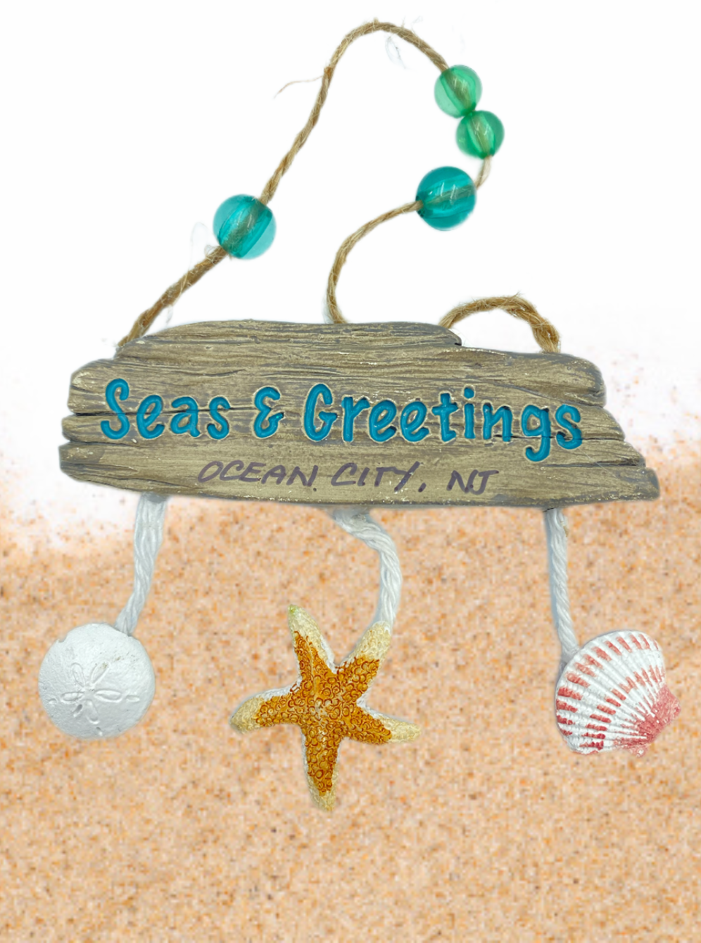 Seas & Greetings Driftwood ornament