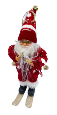 Fair Isle Santa on Skis ornament