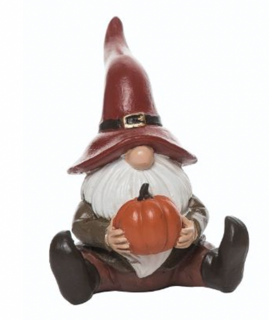 Pilgrim Gnome W/ Pumpkin