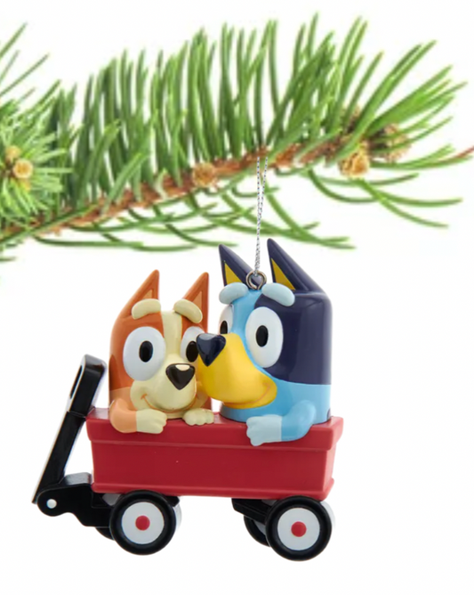 Bluey and Bingo in Wagon Ornament