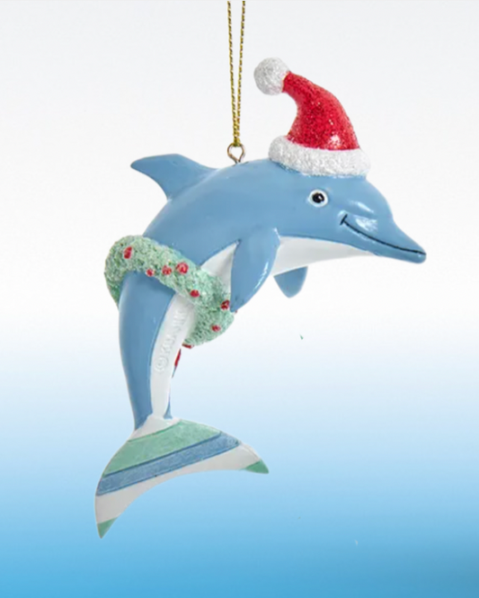 Whimsical Blue Dolphin Ornament