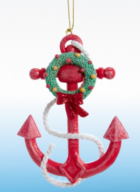 Whimsical Red Anchor ornament