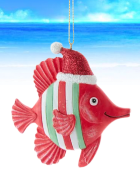 Red Striped Fish With Hat ornament