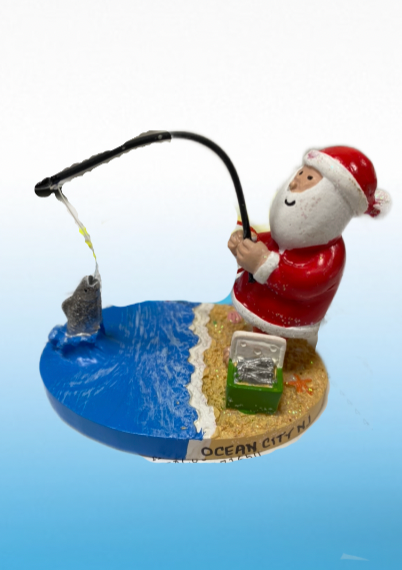 Santa Surf Fishing ornament