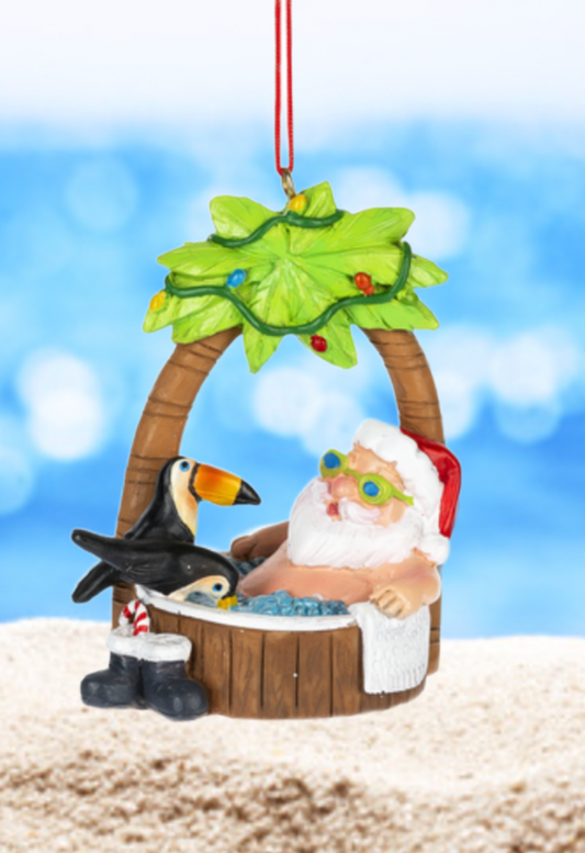 Toucan & Santa Beach ornament