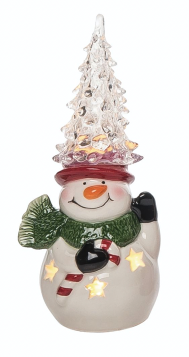 Snowman w/ Lit Holiday Tree