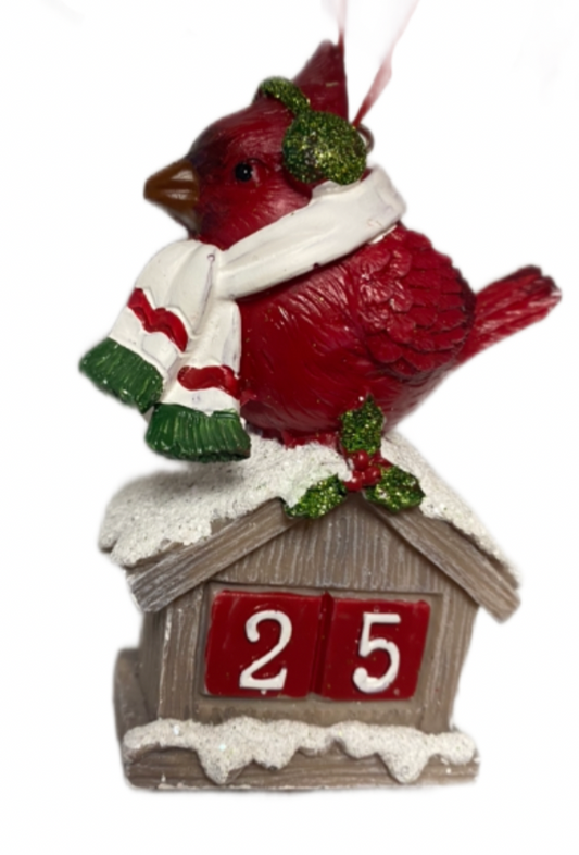 Cardinal on Birdhouse ornament