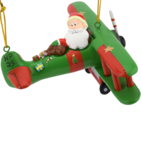 Large 6" Funny Aviator Santa Flying Plane Losing Presents Ornament