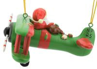 Large 6" Funny Aviator Santa Flying Plane Losing Presents Ornament