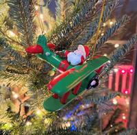 Large 6" Funny Aviator Santa Flying Plane Losing Presents Ornament