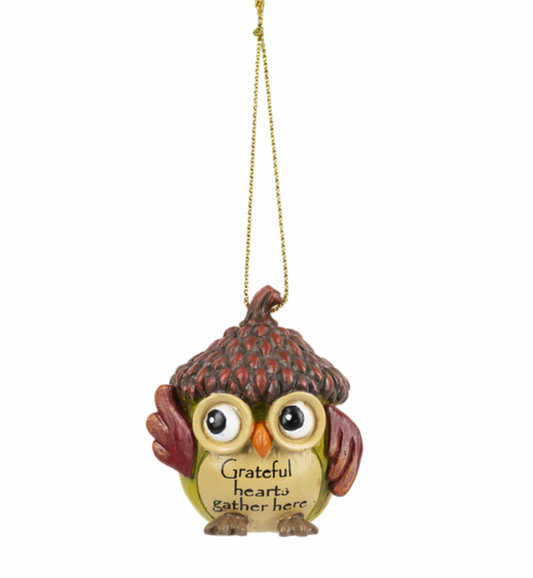 Owl Grateful Hearts Gather ornament