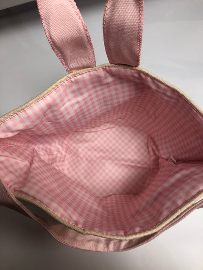 Pink Canvas Bunny Basket