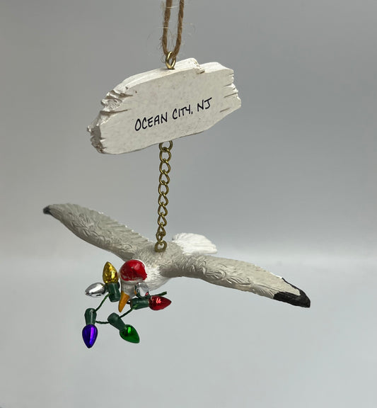 Seagull & Sign W/ Lights Ornament
