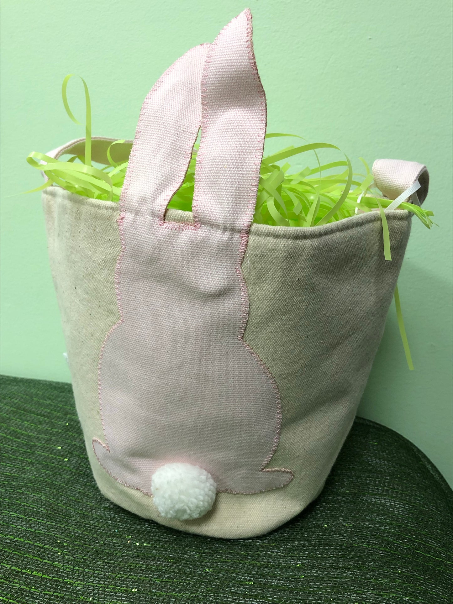 Pink Canvas Bunny Basket
