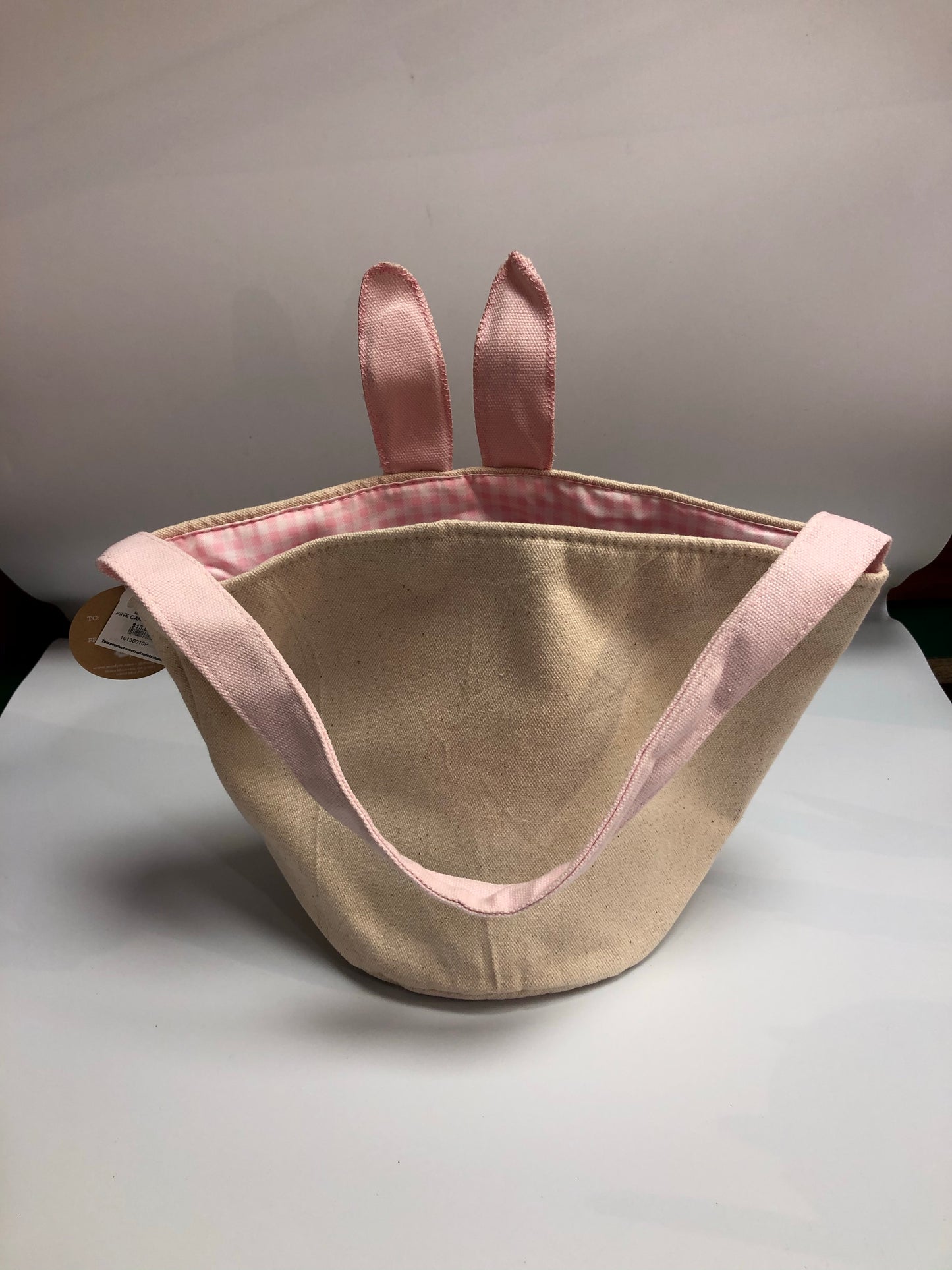 Pink Canvas Bunny Basket