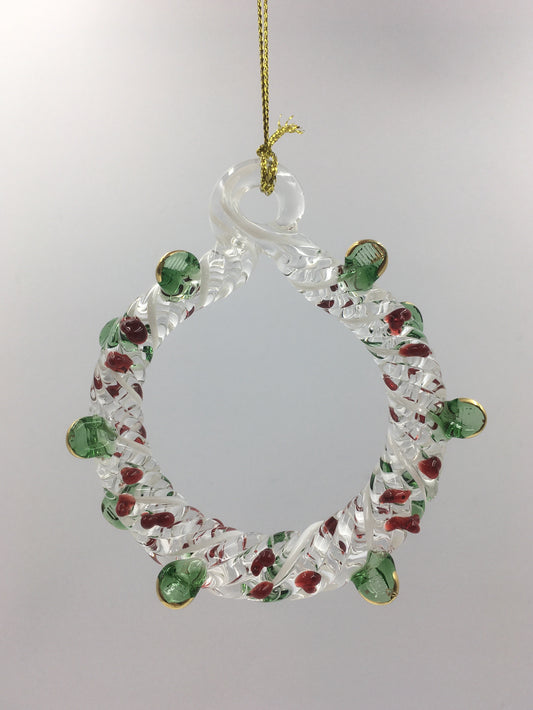 Holiday Wreath Egyptian Glass Ornament