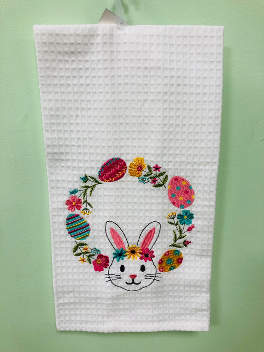 Bunny Egg Wreath Towel