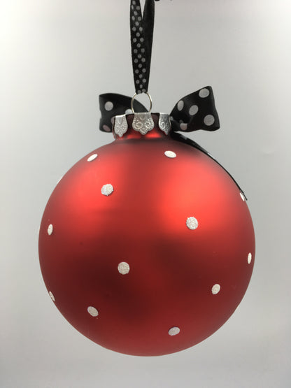 Red Glass Ladybug Ball Ornament