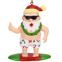 Surfing Santa Ornament